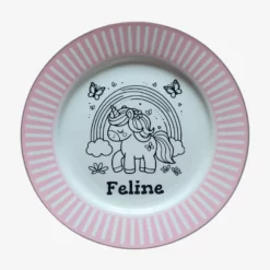 Persoonlijk "ontbijt" bord roze